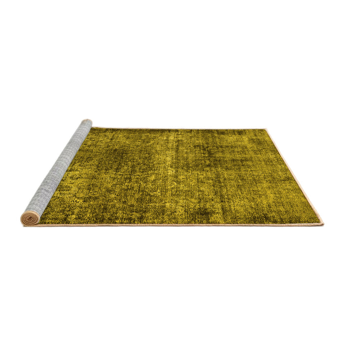Sideview of Machine Washable Oriental Yellow Industrial Rug, wshurb1719yw