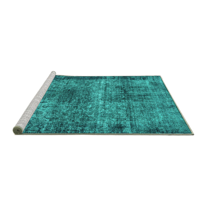 Sideview of Machine Washable Oriental Turquoise Industrial Area Rugs, wshurb1719turq