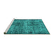 Sideview of Machine Washable Oriental Turquoise Industrial Area Rugs, wshurb1719turq