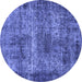 Round Oriental Blue Industrial Rug, urb1719blu