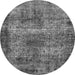 Round Oriental Gray Industrial Rug, urb1719gry