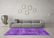 Machine Washable Oriental Purple Industrial Area Rugs in a Living Room, wshurb1719pur