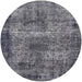 Round Machine Washable Industrial Modern Dark Gray Rug, wshurb1719