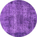 Round Oriental Purple Industrial Rug, urb1719pur