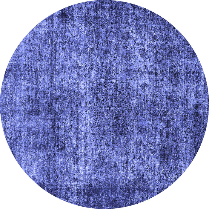 Round Machine Washable Oriental Blue Industrial Rug, wshurb1719blu