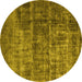 Round Oriental Yellow Industrial Rug, urb1720yw