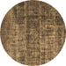 Round Machine Washable Oriental Brown Industrial Rug, wshurb1720brn