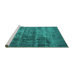 Sideview of Machine Washable Oriental Turquoise Industrial Area Rugs, wshurb1720turq