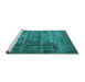 Sideview of Machine Washable Oriental Turquoise Industrial Area Rugs, wshurb1720turq