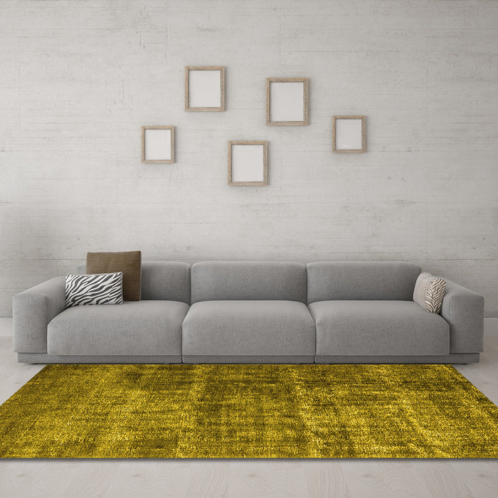 Machine Washable Oriental Yellow Industrial Rug in a Living Room, wshurb1720yw