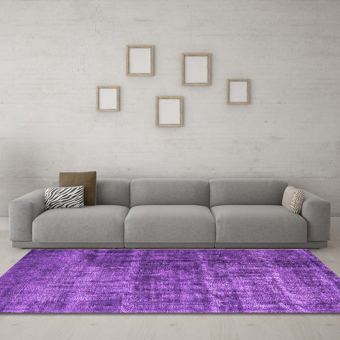 Machine Washable Oriental Purple Industrial Area Rugs in a Living Room, wshurb1720pur