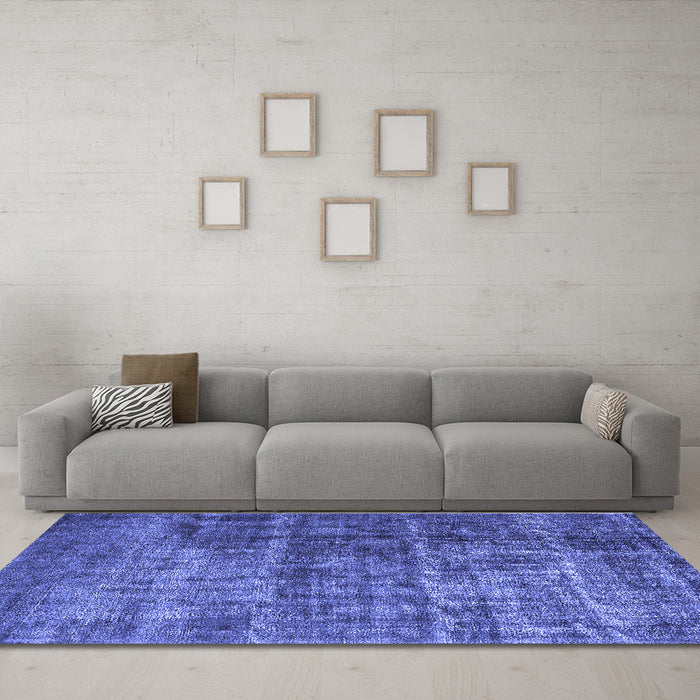 Machine Washable Oriental Blue Industrial Rug in a Living Room, wshurb1720blu