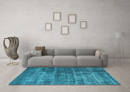Machine Washable Oriental Light Blue Industrial Rug in a Living Room, wshurb1720lblu