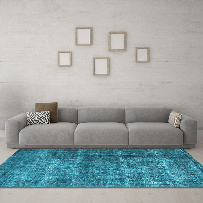 Machine Washable Oriental Light Blue Industrial Rug in a Living Room, wshurb1720lblu