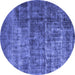 Round Oriental Blue Industrial Rug, urb1720blu