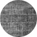 Round Oriental Gray Industrial Rug, urb1720gry