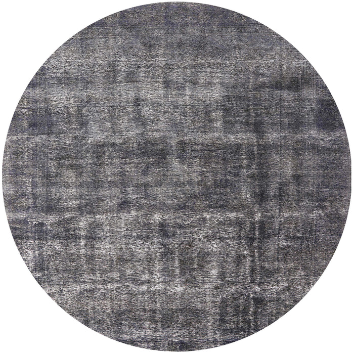 Round Mid-Century Modern Gunmetal Gray Oriental Rug, urb1720