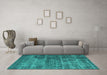 Machine Washable Oriental Turquoise Industrial Area Rugs in a Living Room,, wshurb1720turq