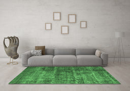 Machine Washable Oriental Emerald Green Industrial Area Rugs in a Living Room,, wshurb1720emgrn