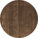 Round Oriental Brown Industrial Rug, urb1721brn