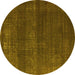 Round Oriental Yellow Industrial Rug, urb1721yw