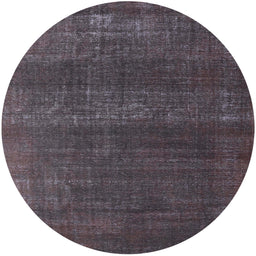 Round Machine Washable Industrial Modern Black Rug, wshurb1721