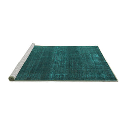 Sideview of Machine Washable Oriental Turquoise Industrial Area Rugs, wshurb1721turq