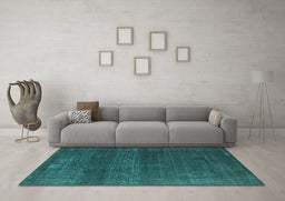 Machine Washable Oriental Turquoise Industrial Area Rugs in a Living Room,, wshurb1721turq