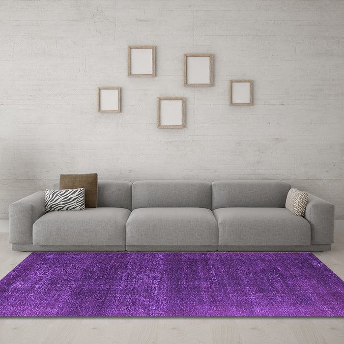 Machine Washable Oriental Purple Industrial Area Rugs in a Living Room, wshurb1721pur