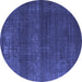 Round Oriental Blue Industrial Rug, urb1721blu