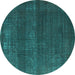 Round Oriental Turquoise Industrial Rug, urb1721turq