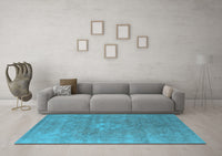 Machine Washable Oriental Light Blue Industrial Rug, wshurb1722lblu