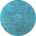 Round Oriental Light Blue Industrial Rug, urb1722lblu