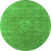 Round Oriental Green Industrial Rug, urb1722grn