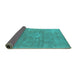 Sideview of Oriental Turquoise Industrial Rug, urb1722turq