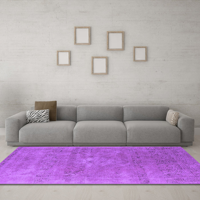 Machine Washable Oriental Purple Industrial Area Rugs in a Living Room, wshurb1722pur