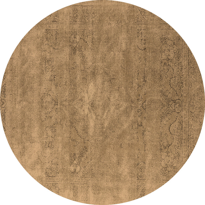 Round Machine Washable Oriental Brown Industrial Rug, wshurb1722brn