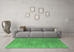 Machine Washable Oriental Emerald Green Industrial Area Rugs in a Living Room,, wshurb1722emgrn