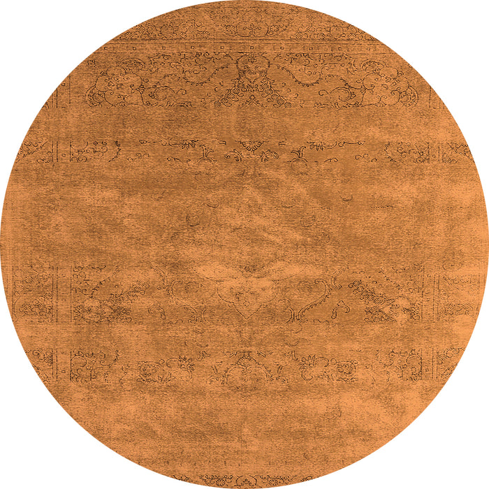 Round Machine Washable Oriental Orange Industrial Area Rugs, wshurb1722org