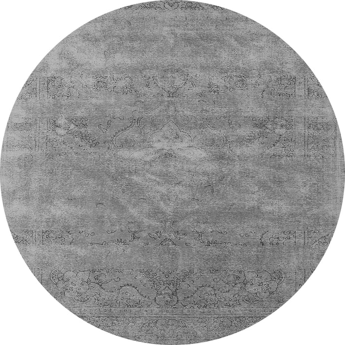 Round Machine Washable Oriental Gray Industrial Rug, wshurb1722gry