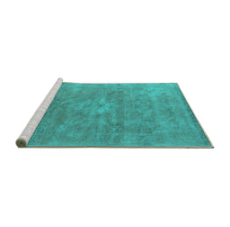 Sideview of Machine Washable Oriental Turquoise Industrial Area Rugs, wshurb1722turq