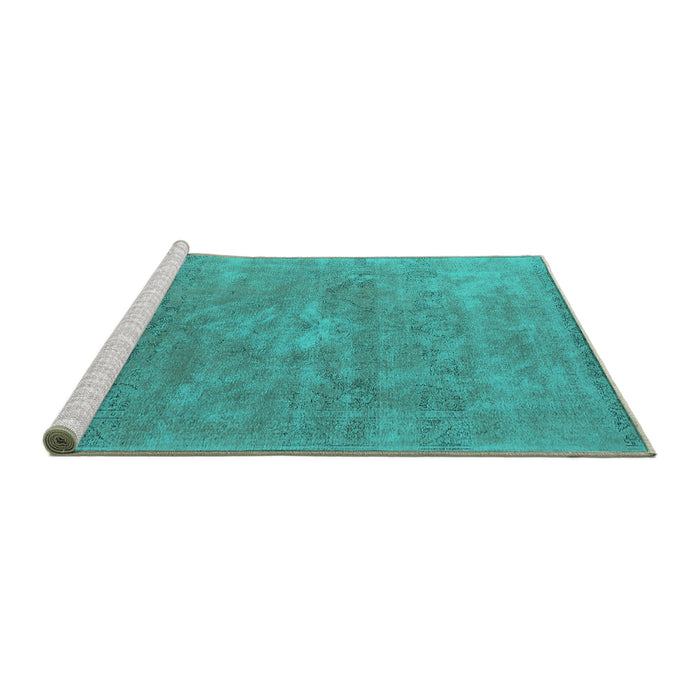 Sideview of Machine Washable Oriental Turquoise Industrial Area Rugs, wshurb1722turq