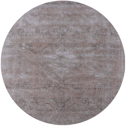 Round Mid-Century Modern Rose Purple Oriental Rug, urb1722