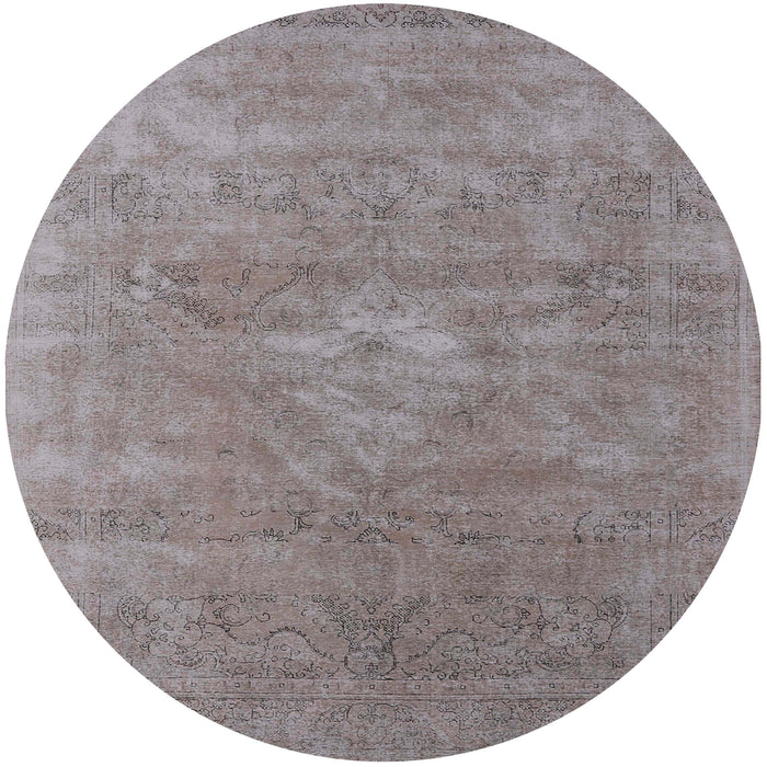 Round Mid-Century Modern Rose Purple Oriental Rug, urb1722