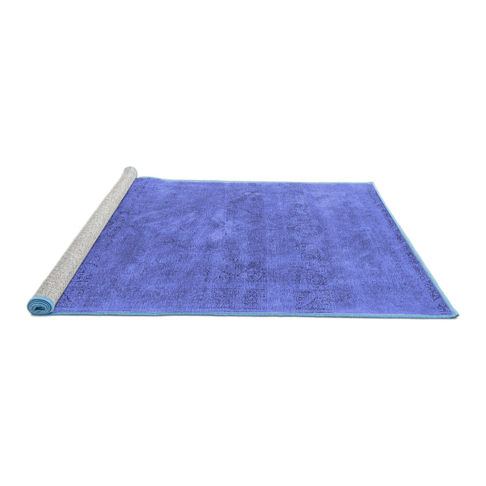 Sideview of Machine Washable Oriental Blue Industrial Rug, wshurb1722blu