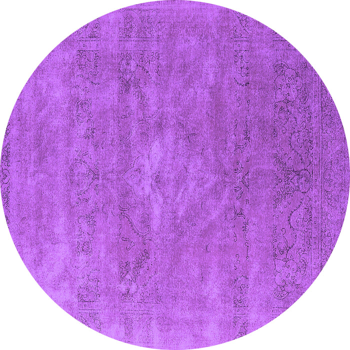 Round Machine Washable Oriental Purple Industrial Area Rugs, wshurb1722pur