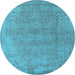 Round Oriental Light Blue Industrial Rug, urb1723lblu