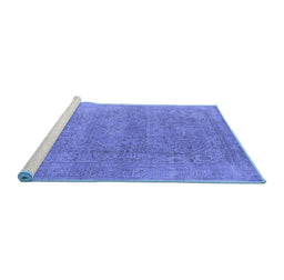 Sideview of Machine Washable Oriental Blue Industrial Rug, wshurb1723blu