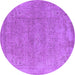 Round Oriental Purple Industrial Rug, urb1723pur