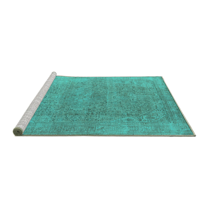 Sideview of Machine Washable Oriental Turquoise Industrial Area Rugs, wshurb1723turq